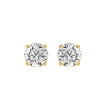 Load image into Gallery viewer, LADIES SOLITAIRE EARRINGS 3CT ROUND DIAMOND 14K YELLOW GOLD (CENTER STONE ROUND DIAMOND 1 1/2CT)
