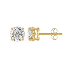 Load image into Gallery viewer, LADIES SOLITAIRE EARRINGS 3CT ROUND DIAMOND 14K YELLOW GOLD (CENTER STONE ROUND DIAMOND 1 1/2CT)
