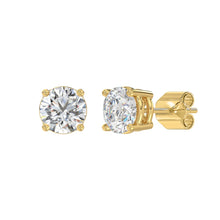 Load image into Gallery viewer, LADIES SOLITAIRE EARRINGS 3CT ROUND DIAMOND 14K YELLOW GOLD (CENTER STONE ROUND DIAMOND 1 1/2CT)
