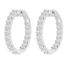 Load image into Gallery viewer, LADIES HOOP EARRINGS 7CT PRINCESS DIAMOND 14K WHITE GOLD
