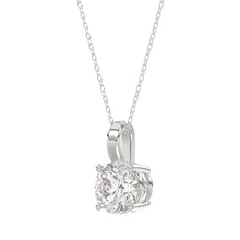 Load image into Gallery viewer, LADIES SOLITAIRE PENDANT WITH CHAIN 2CT ROUND DIAMOND 14K WHITE GOLD

