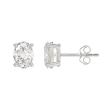 Load image into Gallery viewer, LADIES SOLITAIRE EARRINGS 3CT OVAL DIAMOND 14K WHITE GOLD (CENTER STONE OVAL DIAMOND 1 1/2CT )
