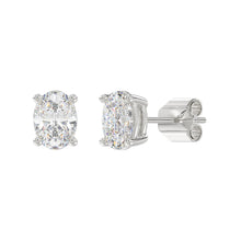 Load image into Gallery viewer, LADIES SOLITAIRE EARRINGS 3CT OVAL DIAMOND 14K WHITE GOLD (CENTER STONE OVAL DIAMOND 1 1/2CT )
