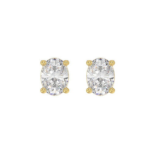 LADIES SOLITAIRE EARRINGS 3CT OVAL DIAMOND 14K YELLOW GOLD (CENTER STONE OVAL DIAMOND 1 1/2CT )