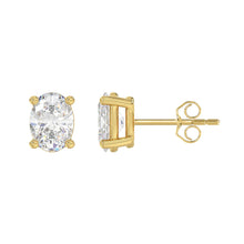 Load image into Gallery viewer, LADIES SOLITAIRE EARRINGS 3CT OVAL DIAMOND 14K YELLOW GOLD (CENTER STONE OVAL DIAMOND 1 1/2CT )
