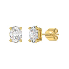 Load image into Gallery viewer, LADIES SOLITAIRE EARRINGS 3CT OVAL DIAMOND 14K YELLOW GOLD (CENTER STONE OVAL DIAMOND 1 1/2CT )
