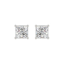 Load image into Gallery viewer, LADIES SOLITAIRE EARRINGS 3CT PRINCESS DIAMOND 14K WHITE GOLD
