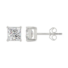 Load image into Gallery viewer, LADIES SOLITAIRE EARRINGS 3CT PRINCESS DIAMOND 14K WHITE GOLD
