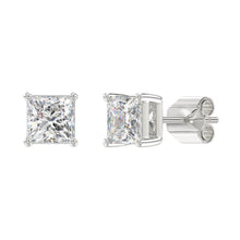 Load image into Gallery viewer, LADIES SOLITAIRE EARRINGS 3CT PRINCESS DIAMOND 14K WHITE GOLD
