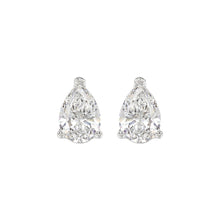 Load image into Gallery viewer, LADIES SOLITAIRE EARRINGS 3CT PEAR DIAMOND 14K WHITE GOLD
