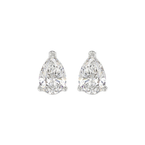 LADIES SOLITAIRE EARRINGS 3CT PEAR DIAMOND 14K WHITE GOLD