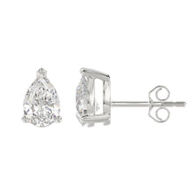 Load image into Gallery viewer, LADIES SOLITAIRE EARRINGS 3CT PEAR DIAMOND 14K WHITE GOLD
