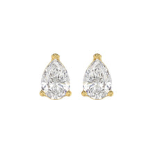 Load image into Gallery viewer, LADIES SOLITAIRE EARRINGS 3CT PEAR DIAMOND 14K YELLOW GOLD

