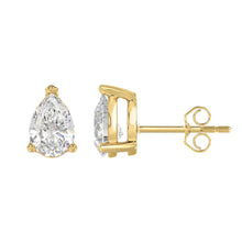 Load image into Gallery viewer, LADIES SOLITAIRE EARRINGS 3CT PEAR DIAMOND 14K YELLOW GOLD
