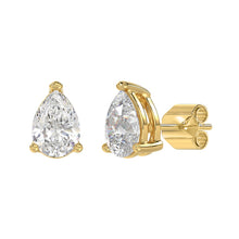 Load image into Gallery viewer, LADIES SOLITAIRE EARRINGS 3CT PEAR DIAMOND 14K YELLOW GOLD
