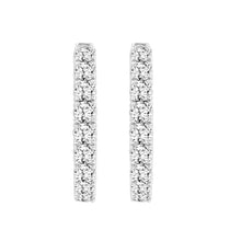 Load image into Gallery viewer, LADIES HOOP EARRINGS 11CT ROUND DIAMOND 14K WHITE GOLD
