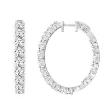 Load image into Gallery viewer, LADIES HOOP EARRINGS 11CT ROUND DIAMOND 14K WHITE GOLD
