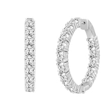 Load image into Gallery viewer, LADIES HOOP EARRINGS 11CT ROUND DIAMOND 14K WHITE GOLD

