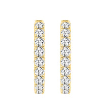 Load image into Gallery viewer, LADIES HOOP EARRINGS 11CT ROUND DIAMOND 14K YELLOW GOLD
