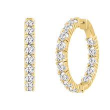 Load image into Gallery viewer, LADIES HOOP EARRINGS 11CT ROUND DIAMOND 14K YELLOW GOLD

