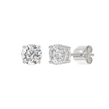 Load image into Gallery viewer, LADIES SOLITAIRE EARRINGS 2CT ROUND DIAMOND 14K WHITE GOLD
