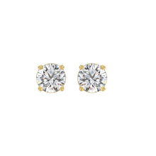 Load image into Gallery viewer, LADIES SOLITAIRE EARRINGS 2CT ROUND DIAMOND 14K YELLOW GOLD
