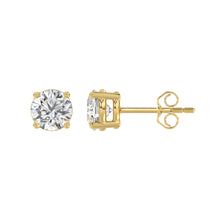 Load image into Gallery viewer, LADIES SOLITAIRE EARRINGS 2CT ROUND DIAMOND 14K YELLOW GOLD
