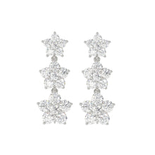 Load image into Gallery viewer, 14K WHITE GOLD 3CT ROUND DIAMOND LADIES LINEAR EARRINGS 
