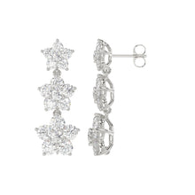 Load image into Gallery viewer, 14K WHITE GOLD 3CT ROUND DIAMOND LADIES LINEAR EARRINGS 
