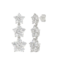 Load image into Gallery viewer, 14K WHITE GOLD 3CT ROUND DIAMOND LADIES LINEAR EARRINGS 
