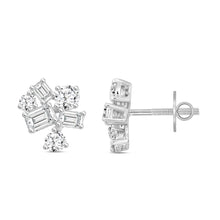 Load image into Gallery viewer, LADIES STUD EARRINGS 3 1/2CT EMERALD/ROUND DIAMOND 14K WHITE GOLD

