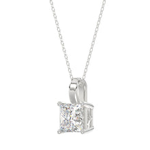 Load image into Gallery viewer, LADIES SOLITAIRE PENDANT WITH CHAIN 3CT PRINCESS DIAMOND 14K WHITE GOLD
