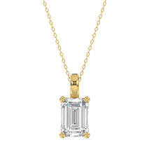 Load image into Gallery viewer, LADIES SOLITAIRE PENDANT WITH CHAIN 3CT EMERALD DIAMOND 14K YELLOW GOLD 
