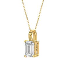 Load image into Gallery viewer, LADIES SOLITAIRE PENDANT WITH CHAIN 3CT EMERALD DIAMOND 14K YELLOW GOLD 
