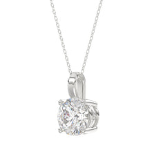 Load image into Gallery viewer, LADIES SOLITAIRE PENDANT 3CT ROUND DIAMOND 14K WHITE GOLD WITH CHAIN

