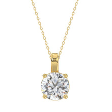 Load image into Gallery viewer, LADIES SOLITAIRE PENDANT 3CT ROUND DIAMOND 14K YELLOW GOLD WITH CHAIN
