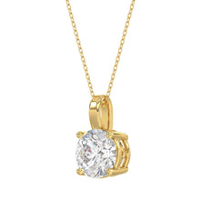 Load image into Gallery viewer, LADIES SOLITAIRE PENDANT 3CT ROUND DIAMOND 14K YELLOW GOLD WITH CHAIN

