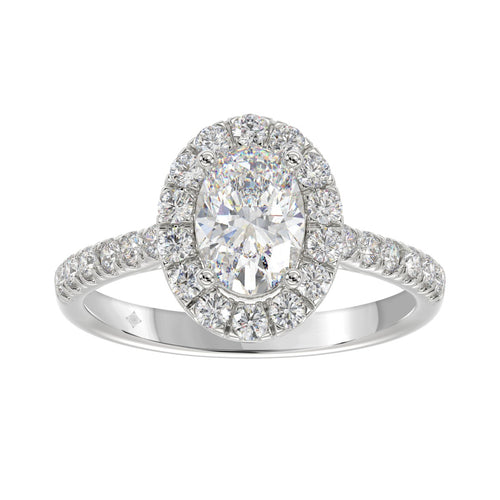 LADIES RING 1 1/2CT ROUND/OVAL DIAMOND 14K WHITE GOLD (CENTER STONE OVAL DIAMOND 1CT)