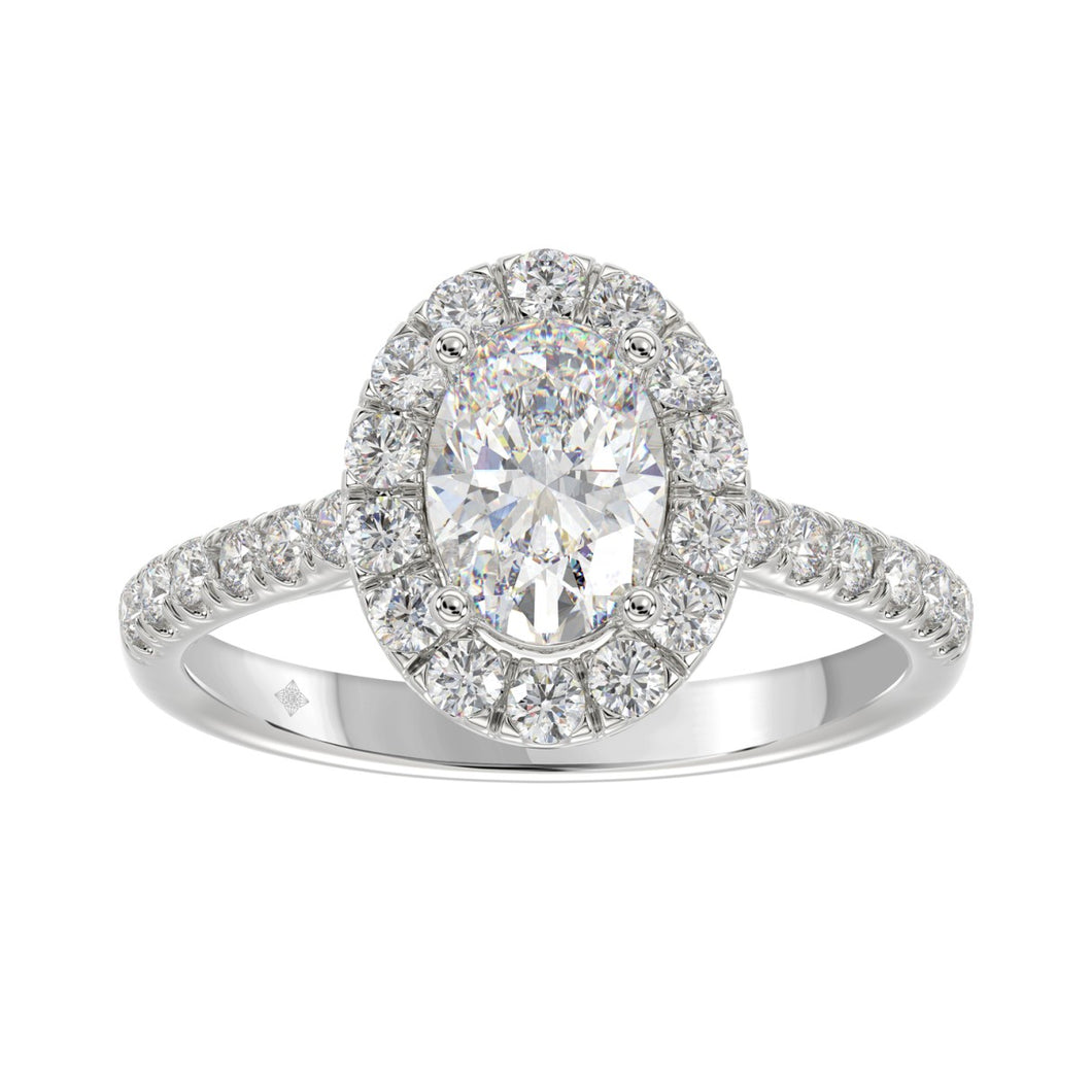 LADIES RING 1 1/2CT ROUND/OVAL DIAMOND 14K WHITE GOLD (CENTER STONE OVAL DIAMOND 1CT)