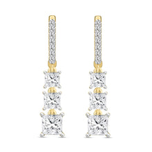 Load image into Gallery viewer, LADIES EARRINGS 2CT ROUND/PRINCESS DIAMOND 14K YELLOW GOLD
