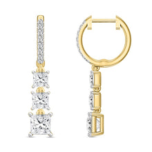 Load image into Gallery viewer, LADIES EARRINGS 2CT ROUND/PRINCESS DIAMOND 14K YELLOW GOLD
