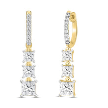 Load image into Gallery viewer, LADIES EARRINGS 2CT ROUND/PRINCESS DIAMOND 14K YELLOW GOLD
