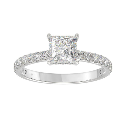 LADIES RING 1 1/2CT ROUND/PRINCESS DIAMOND 14K WHITE GOLD (CENTER STONE PRINCESS DIAMOND 1CT)