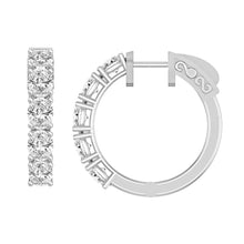 Load image into Gallery viewer, LADIES HOOP EARRINGS 2CT OVAL DIAMOND 14K WHITE GOLD
