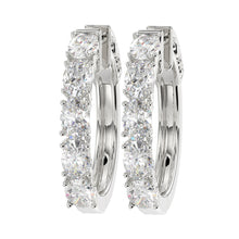 Load image into Gallery viewer, LADIES HOOP EARRINGS 2CT OVAL DIAMOND 14K WHITE GOLD
