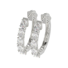 Load image into Gallery viewer, LADIES HOOP EARRINGS 2CT OVAL DIAMOND 14K WHITE GOLD
