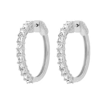 Load image into Gallery viewer, LADIES HOOP EARRINGS 2CT PRINCESS DIAMOND 14K WHITE GOLD
