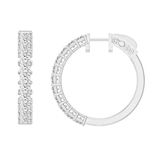 Load image into Gallery viewer, LADIES HOOP EARRINGS 2CT PRINCESS DIAMOND 14K WHITE GOLD
