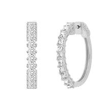 Load image into Gallery viewer, LADIES HOOP EARRINGS 2CT PRINCESS DIAMOND 14K WHITE GOLD
