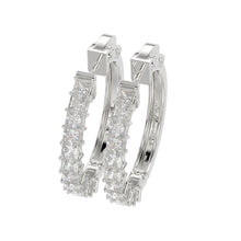 Load image into Gallery viewer, LADIES HOOP EARRINGS 2CT PRINCESS DIAMOND 14K WHITE GOLD
